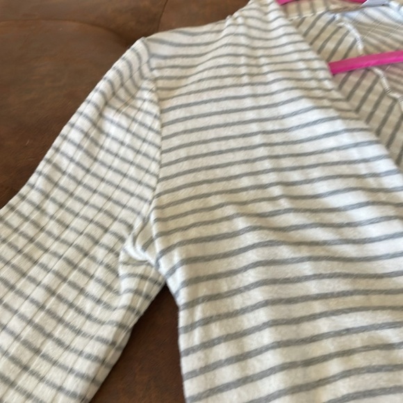 Chico's Zenery White with Gray Stripes Open Front Cardigan Knit Sweater Size 0 - Picture 8 of 8